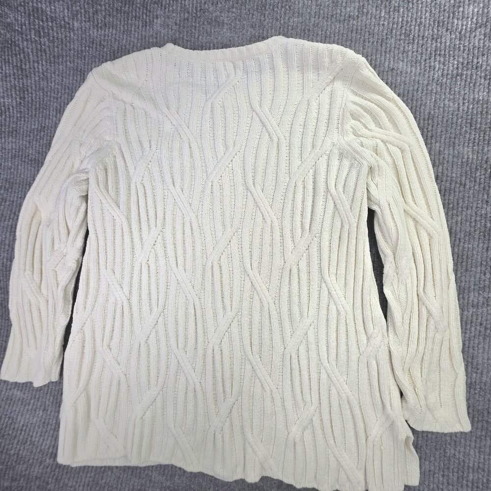 J JILL Sweater Womens M Ivory White Chenille Pullover Textured Knit Tunic Office - Picture 8 of 12